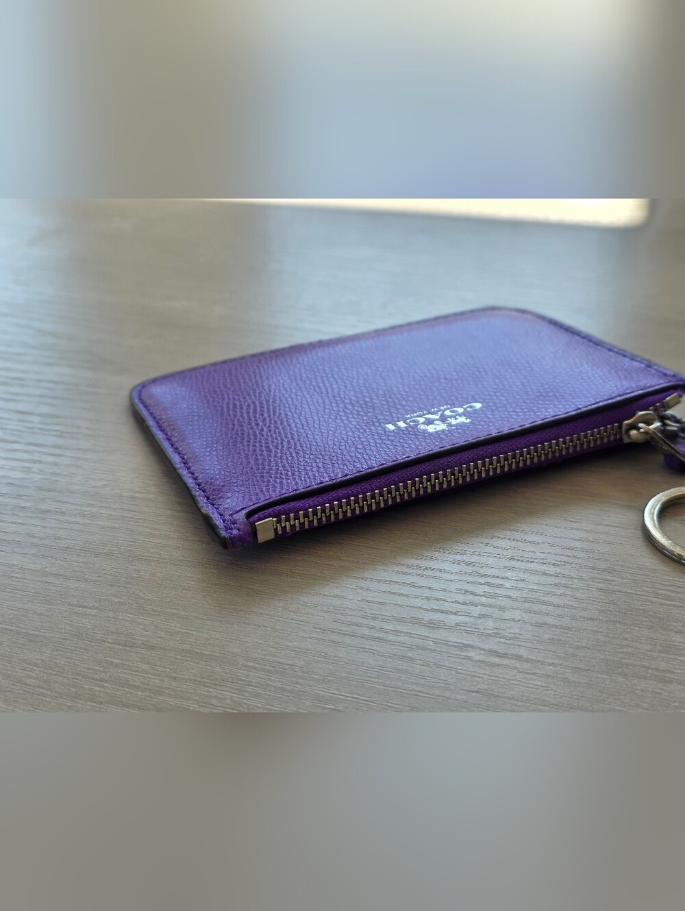 COACH Purple Zip Card Case Keychain - Picture 4 of 8